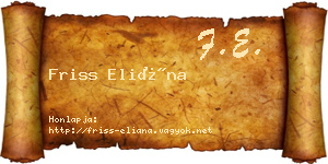 Friss Eliána névjegykártya